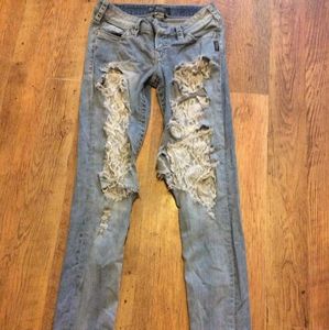 Ripped silver jeans